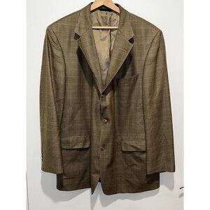 Brooks Brothers Check Plaid Silk Wool Blend Button-Up Blazer Men’s Size 45